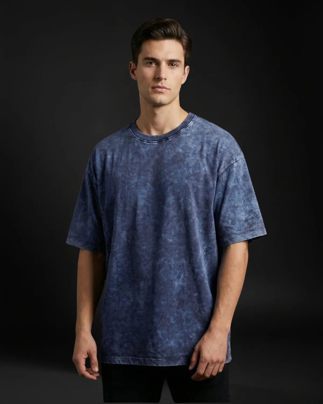 Blue Attain Your Goals Acid Wash Oversized Graphic T Shirt For Unisex