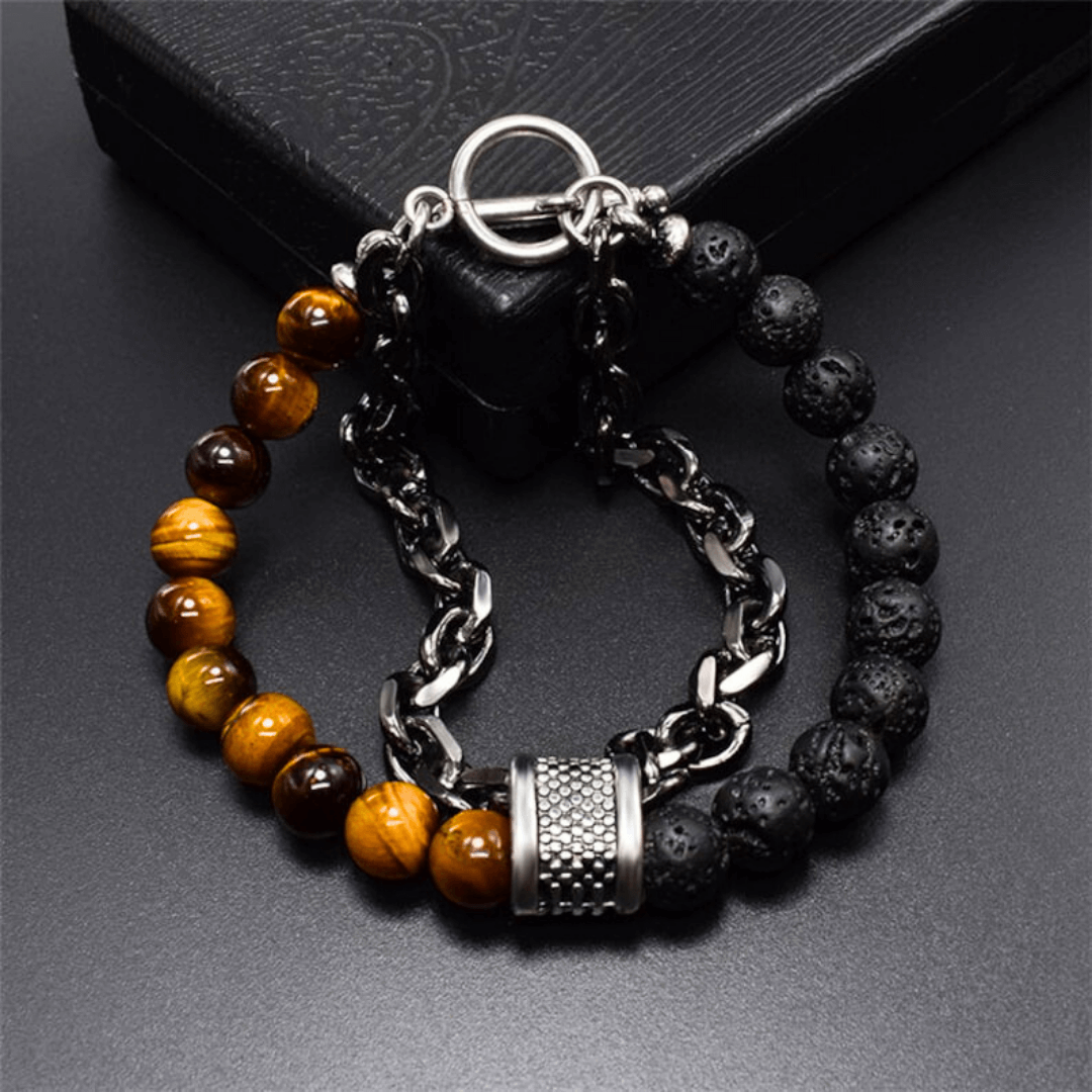 Lava Stone Tiger Eye Bracelet For Men By Offmint