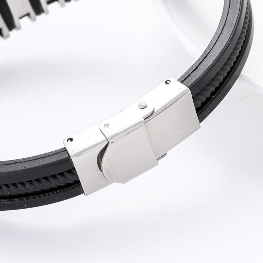 Textured Silver-Plated Bracelet For Men By Offmint