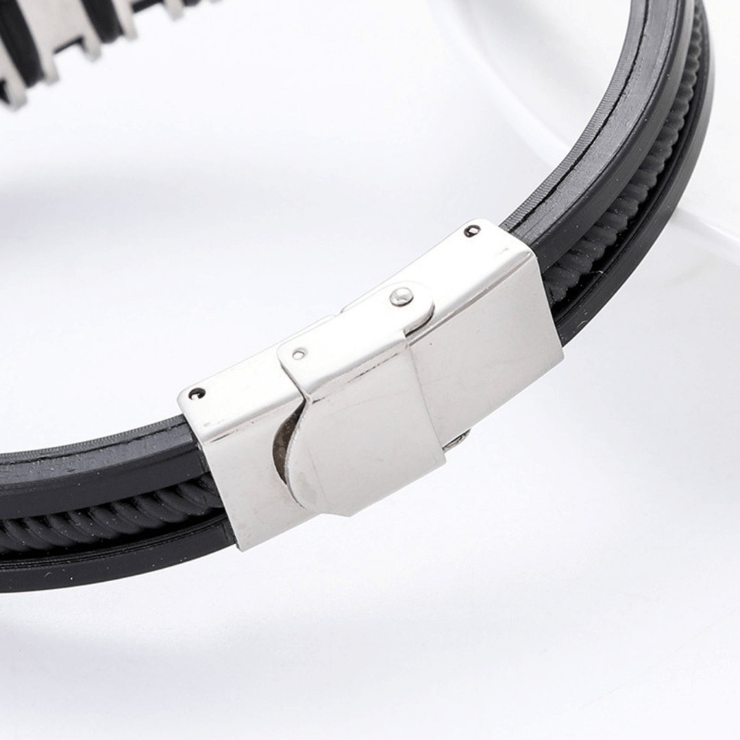 Textured Silver-Plated Bracelet For Men By Offmint