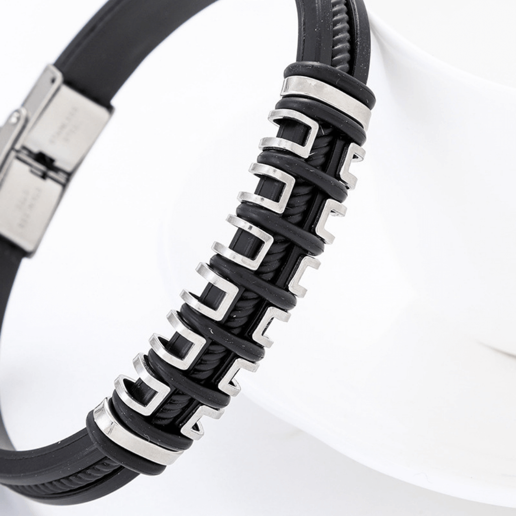 Textured Silver-Plated Bracelet For Men By Offmint