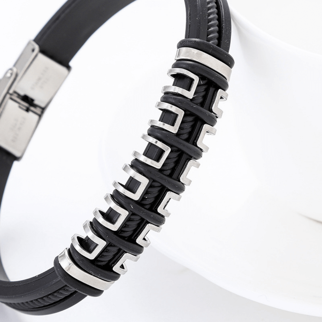 Textured Silver-Plated Bracelet For Men By Offmint