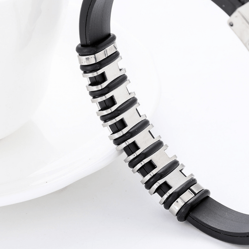 Textured Silver-Plated Bracelet For Men By Offmint