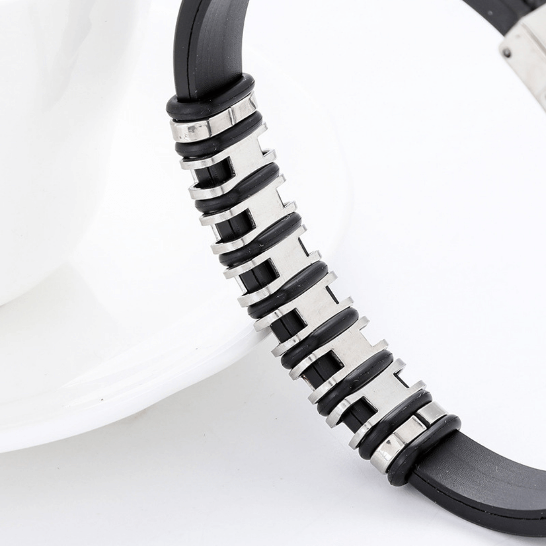 Textured Silver-Plated Bracelet For Men By Offmint