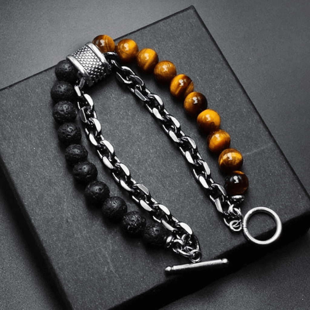 Lava Stone Tiger Eye Bracelet For Men By Offmint