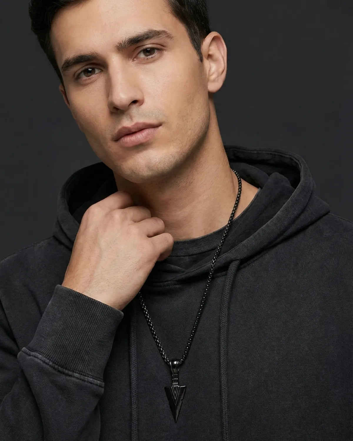 Black Arrow Pendant Necklace For Men