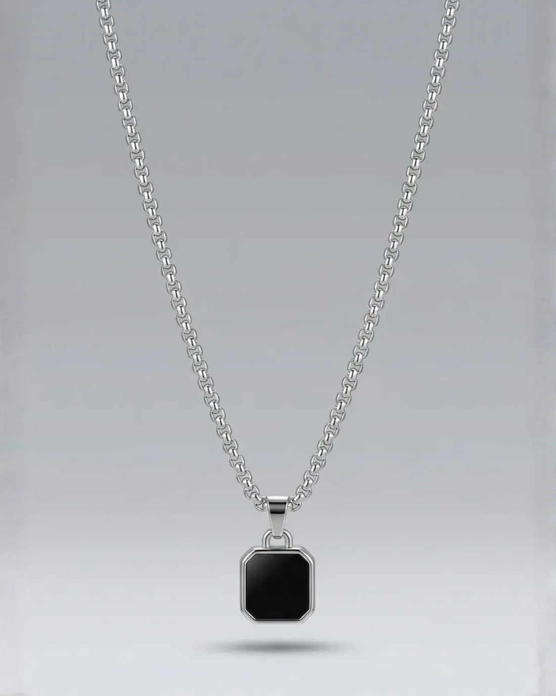 Black Square Pendant Necklace For Men