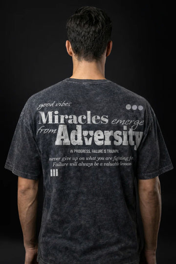 Black Miracles Emerge From Adversity Acid Wash 240 Gsm Terry Cotton Oversized Graphic T Shirt For Unisex