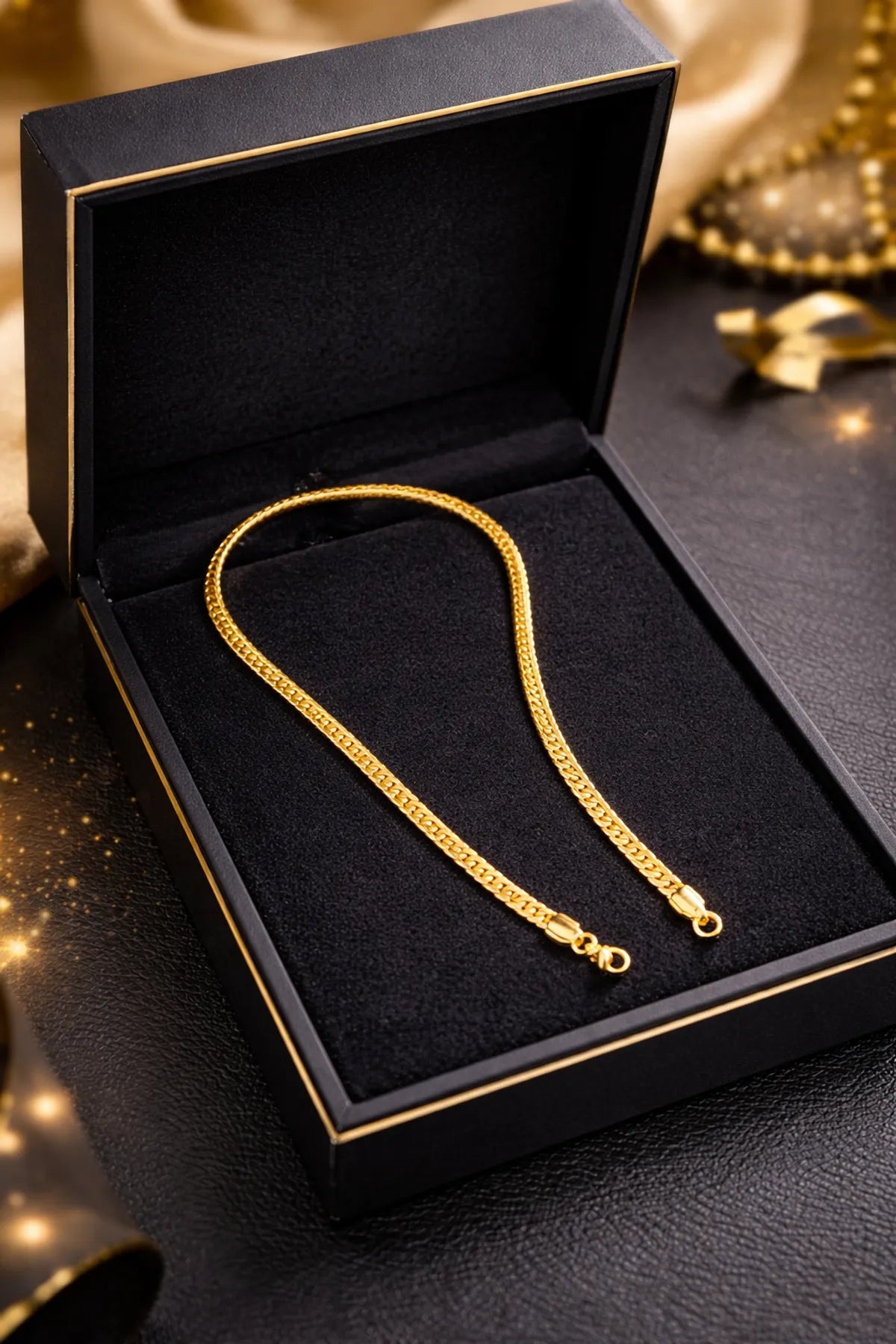 Gold Anti Tarnish Flat Snake Chain for Men