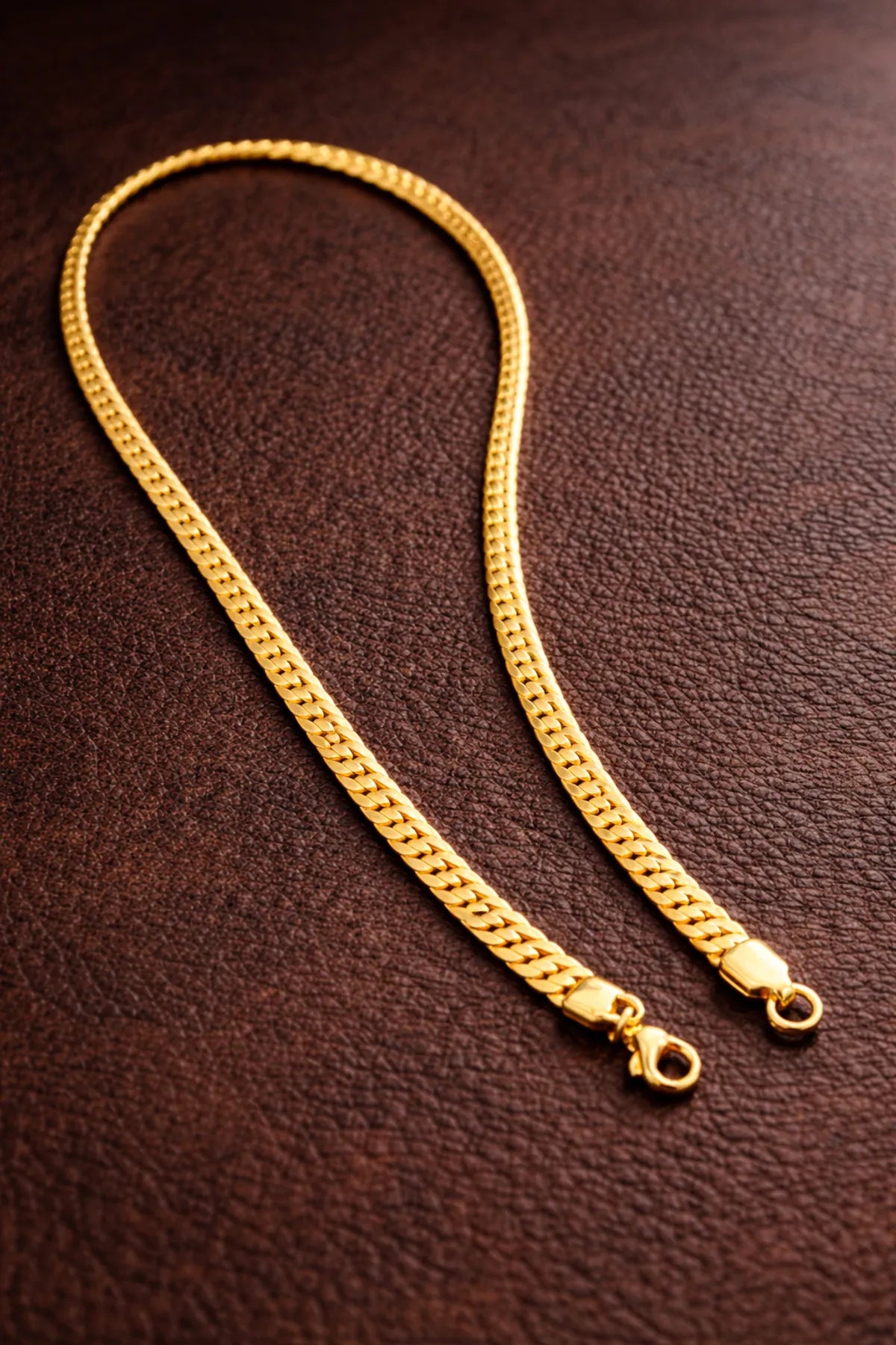 Gold Anti Tarnish Flat Snake Chain for Men