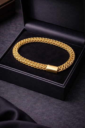 Royal Gold Finish V-Pattern Men’s Bracelet | Anti-Tarnish