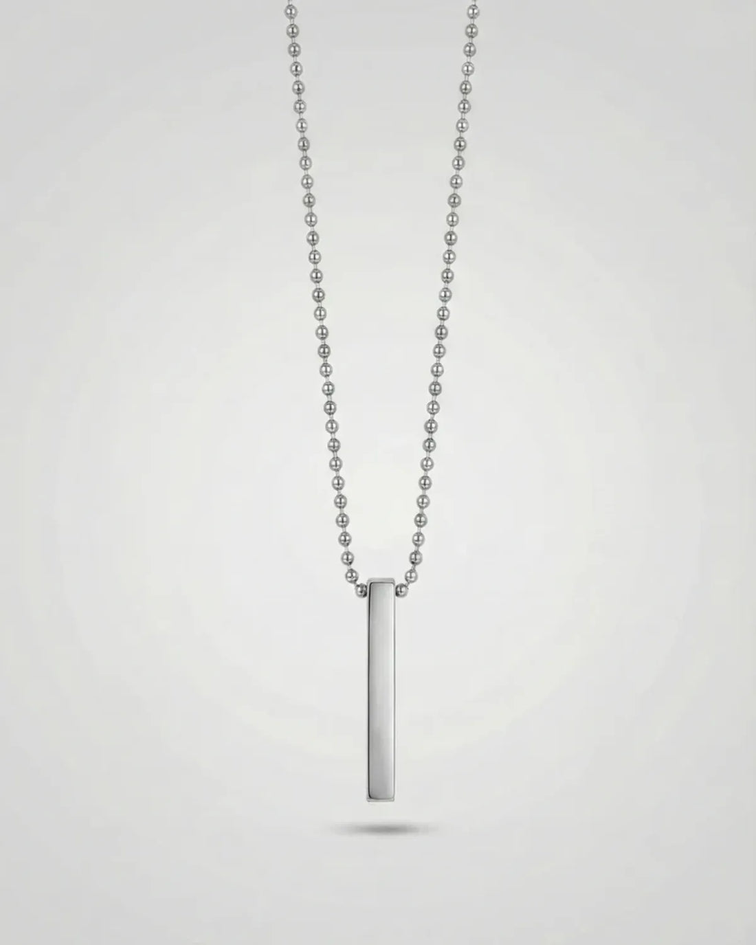 Silver Minimal Stainless Steel Bar Pendant Necklace For Men