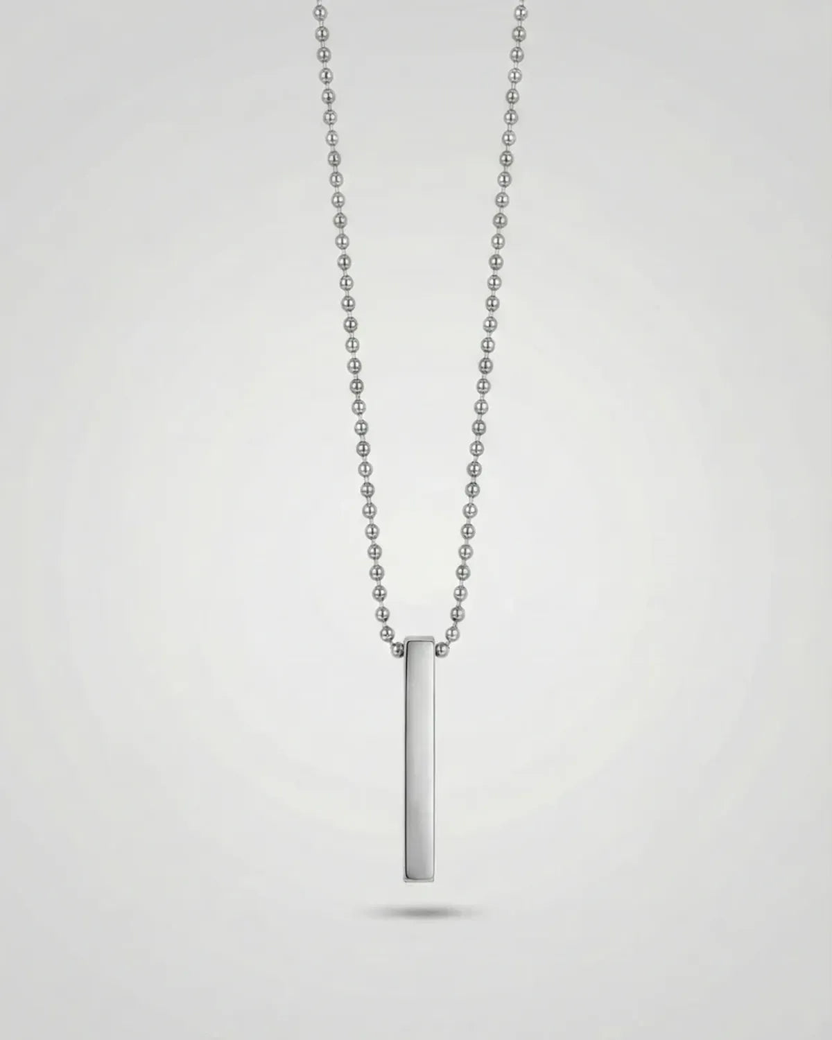 Silver Minimal Stainless Steel Bar Pendant Necklace For Men