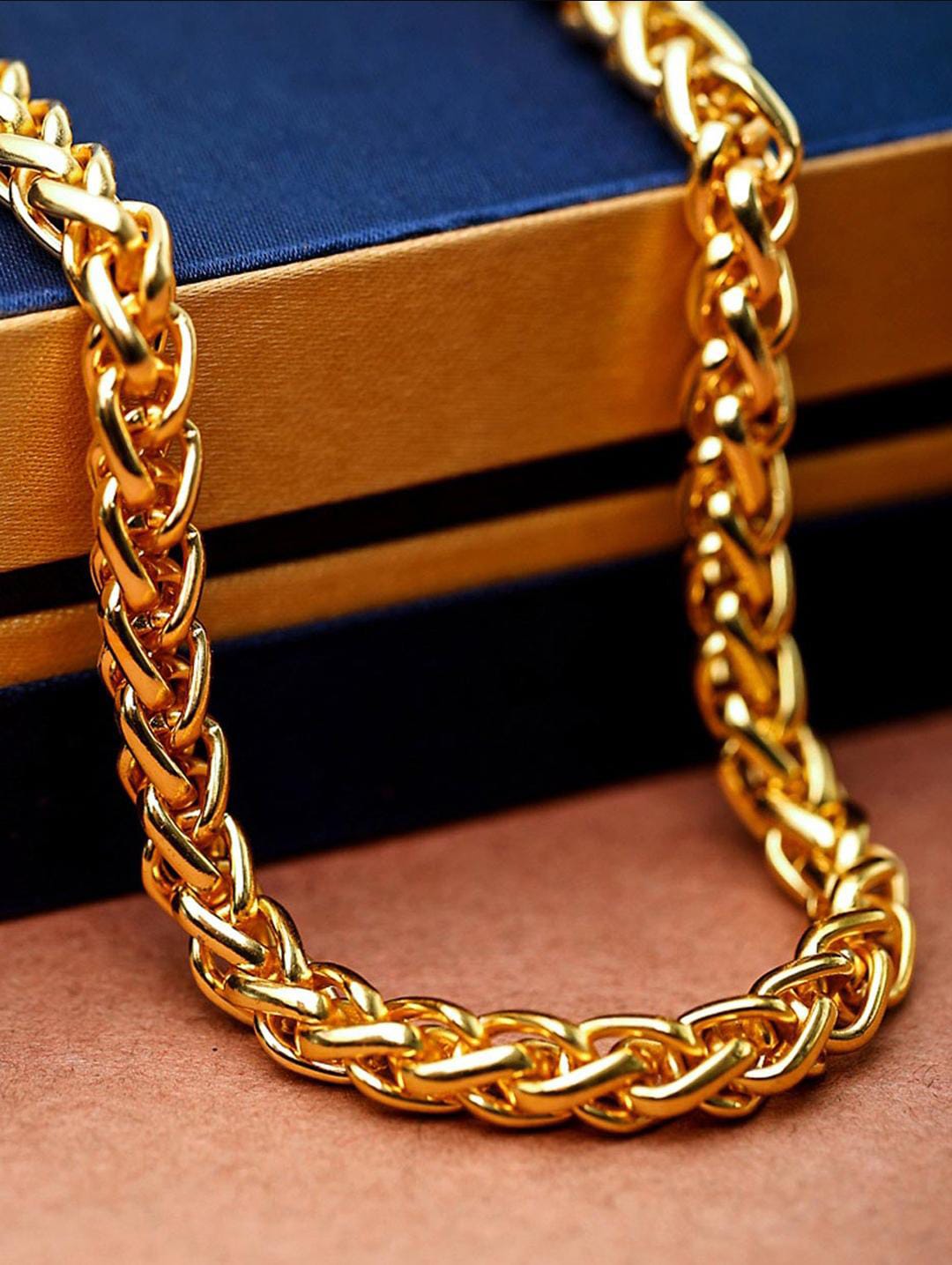 Gold Plated Stylish Golden Chain Necklace For men/women  by offmint
