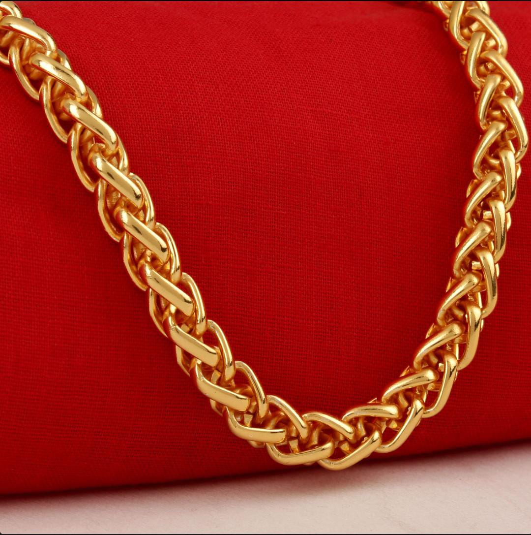 Gold Plated Stylish Golden Chain Necklace For men/women  by offmint