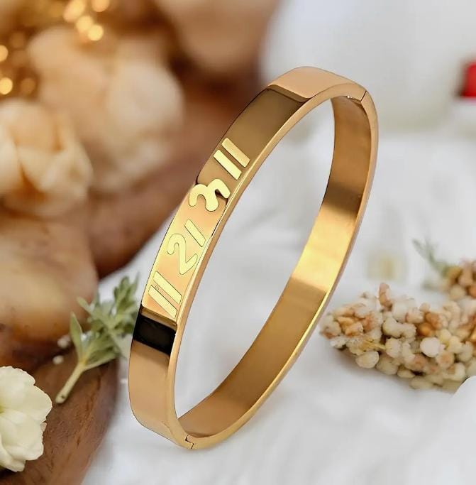 Gold-Plated Shree Ram Stainless Steel Kada for Men