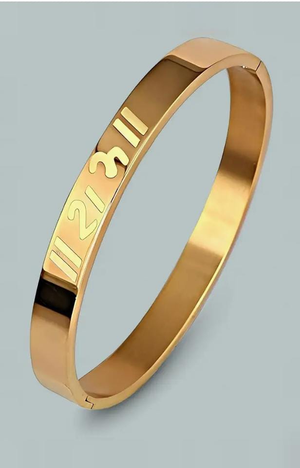 Gold-Plated Shree Ram Stainless Steel Kada for Men