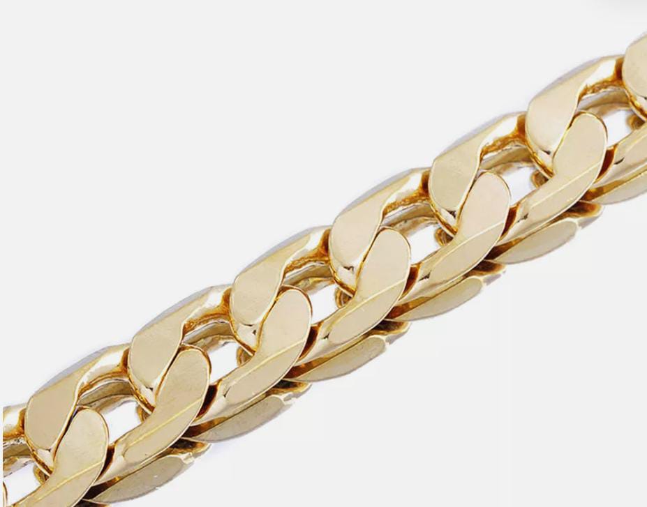 Gold-plated stainless steel curb Cuban chain necklace.