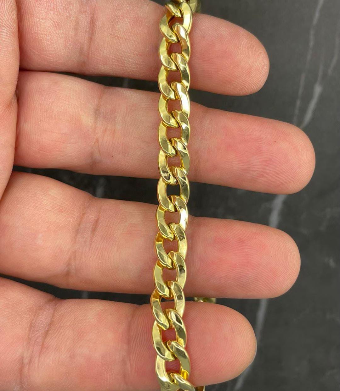 Gold-plated stainless steel curb Cuban chain necklace.