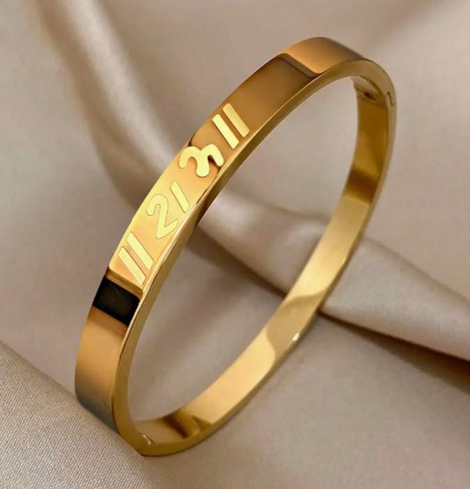 Gold-Plated Shree Ram Stainless Steel Kada for Men