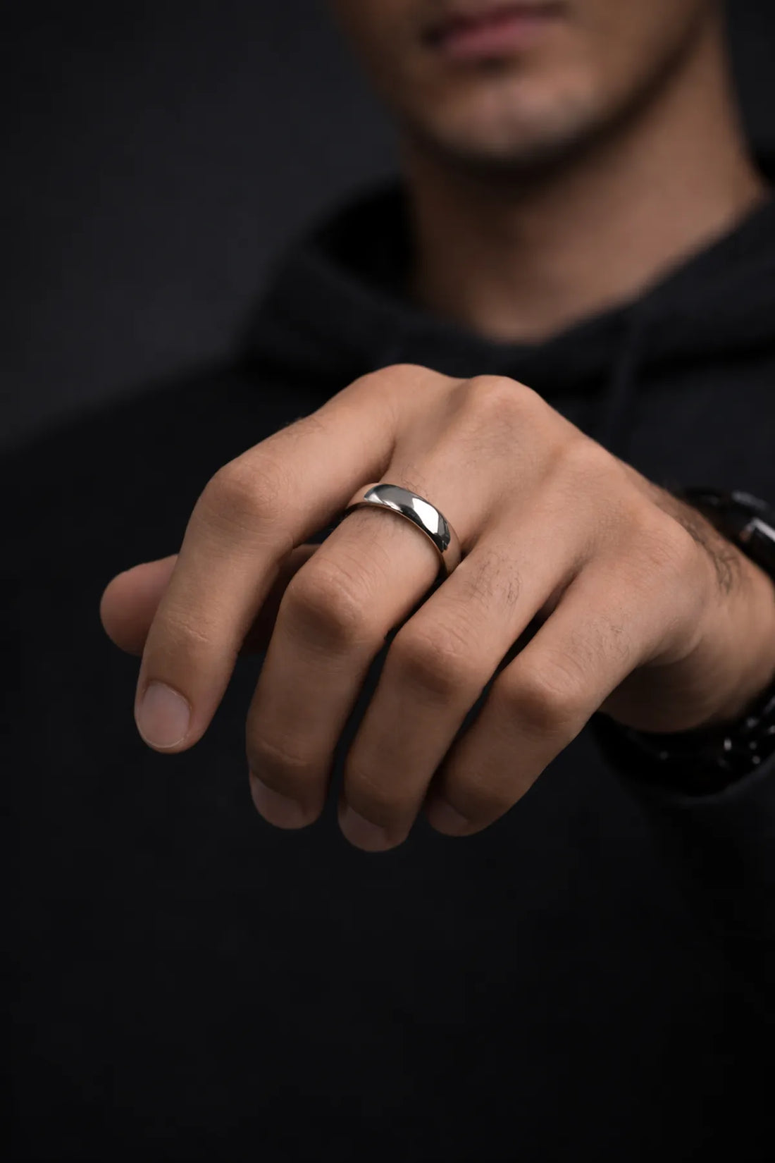 Premium Silver Finish Band Ring for Men