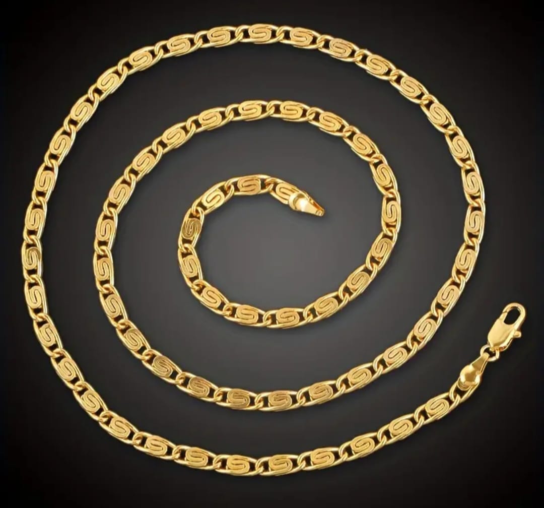 Gold Plated Brass Material Light Weighted Chain For Men And Women - 24 Inches Long
