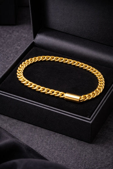 Bold Cuban Gold Polish Bracelet Anti-Tarnish for Men