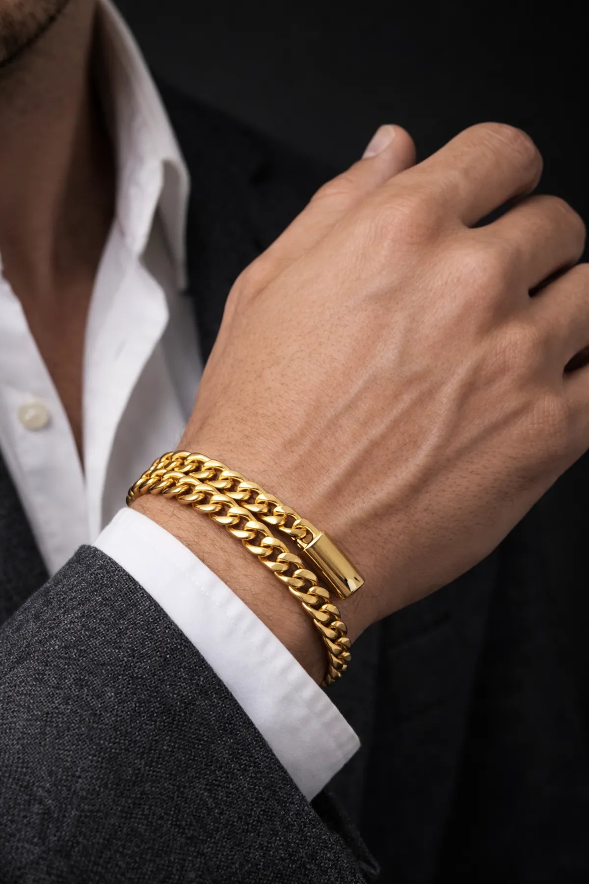 Bold Cuban Gold Polish Bracelet Anti-Tarnish for Men