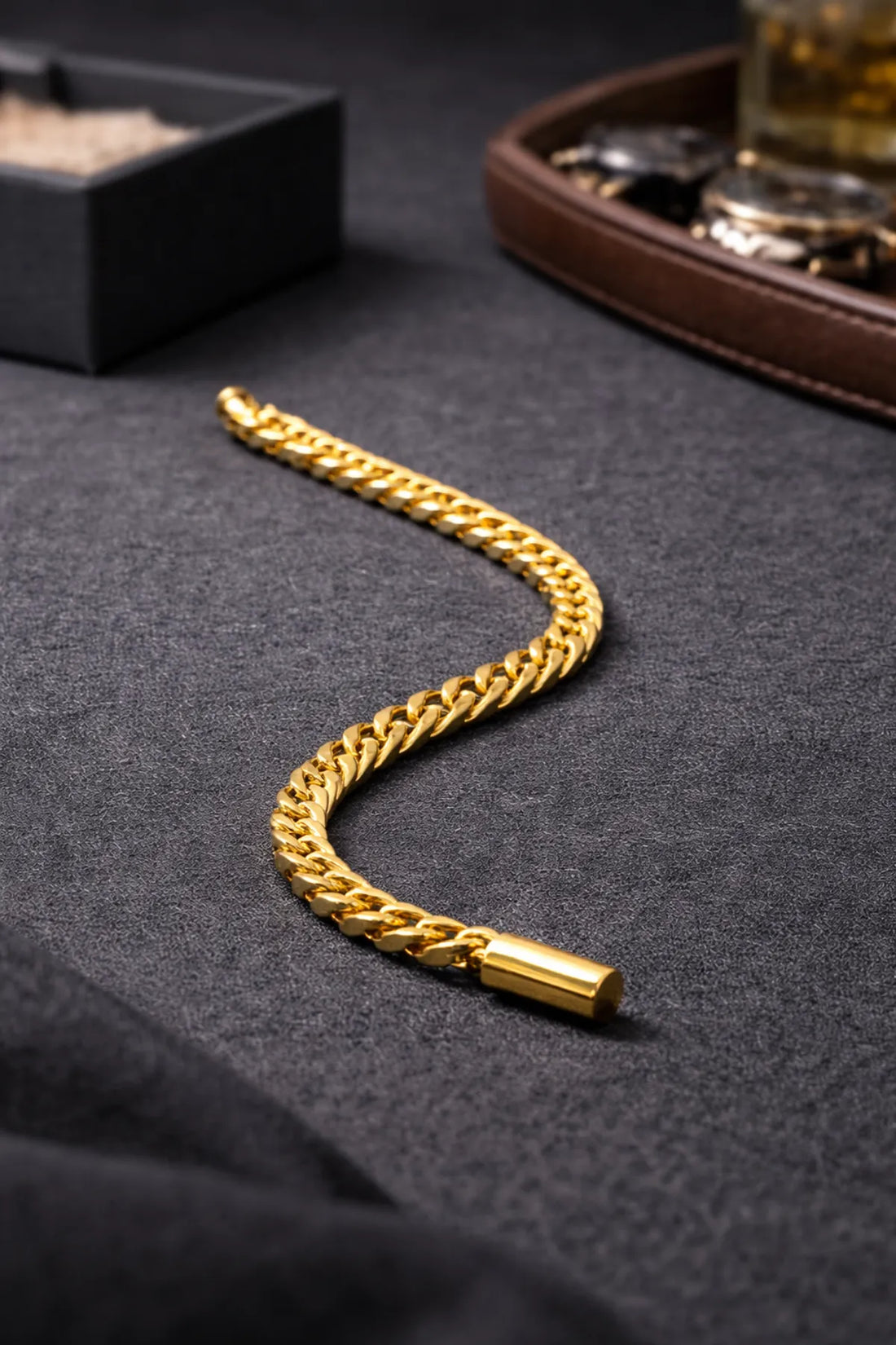 Bold Cuban Gold Polish Bracelet Anti-Tarnish for Men