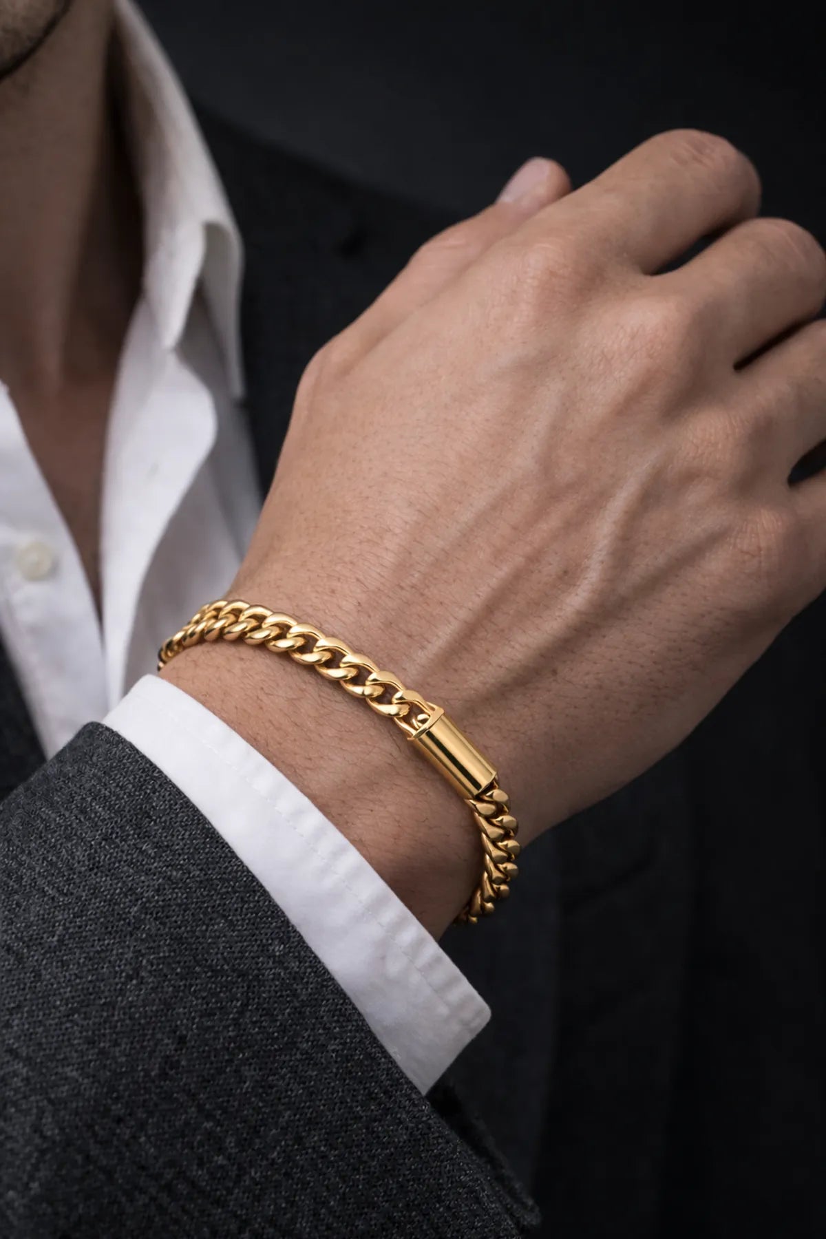Bold Cuban Gold Polish Bracelet Anti-Tarnish for Men