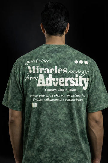 Green Miracles Emerge From Adversity Acid Wash Oversized Graphic T Shirt For Unisex