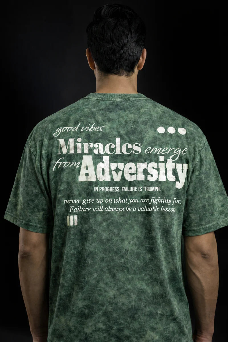 Green Miracles Emerge From Adversity Acid Wash Oversized Graphic T Shirt For Unisex