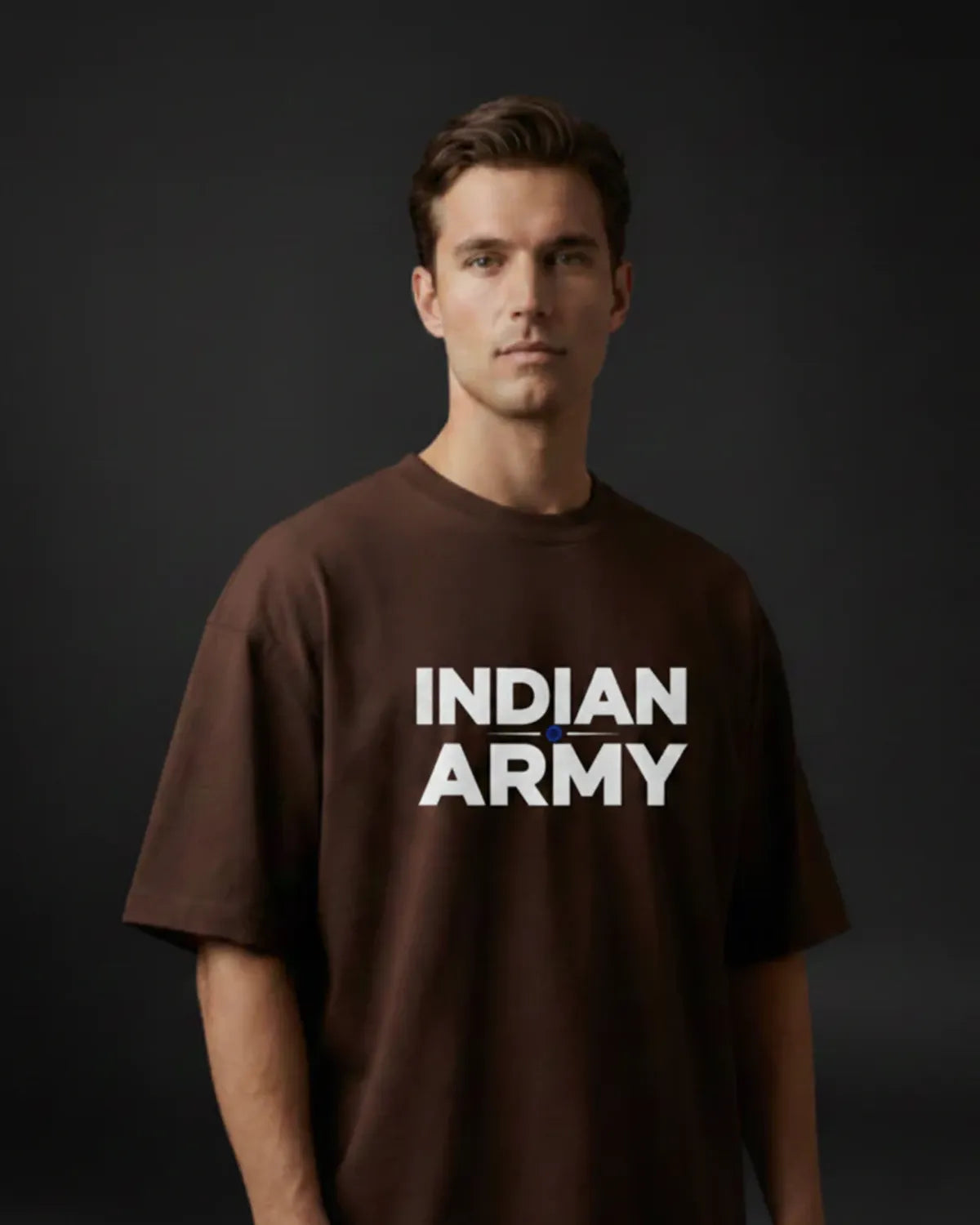 Brown Indian Army 240 Gsm Terry Cotton Oversized T Shirt For Unisex