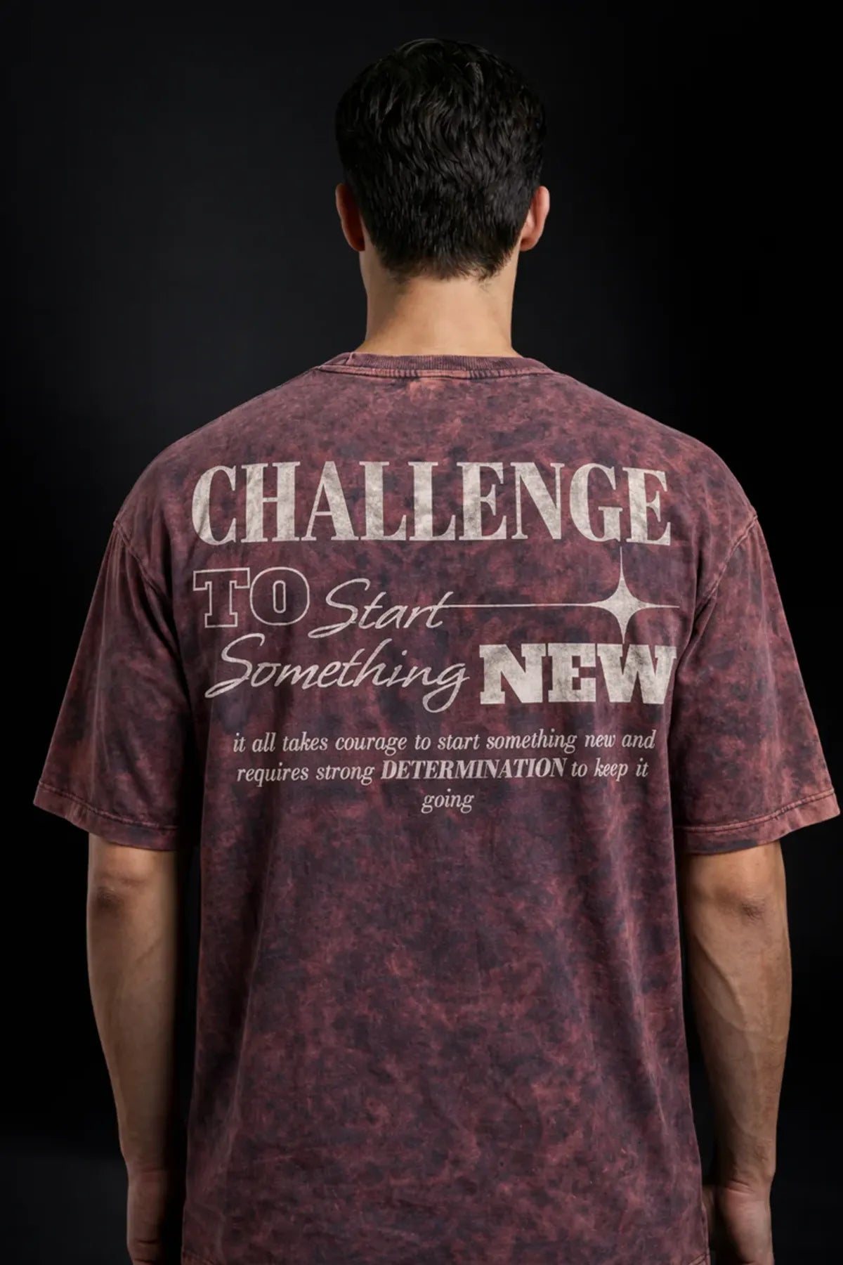 Purple Challenge To Start Something New Acid Wash Oversized Graphic T Shirt For Unisex