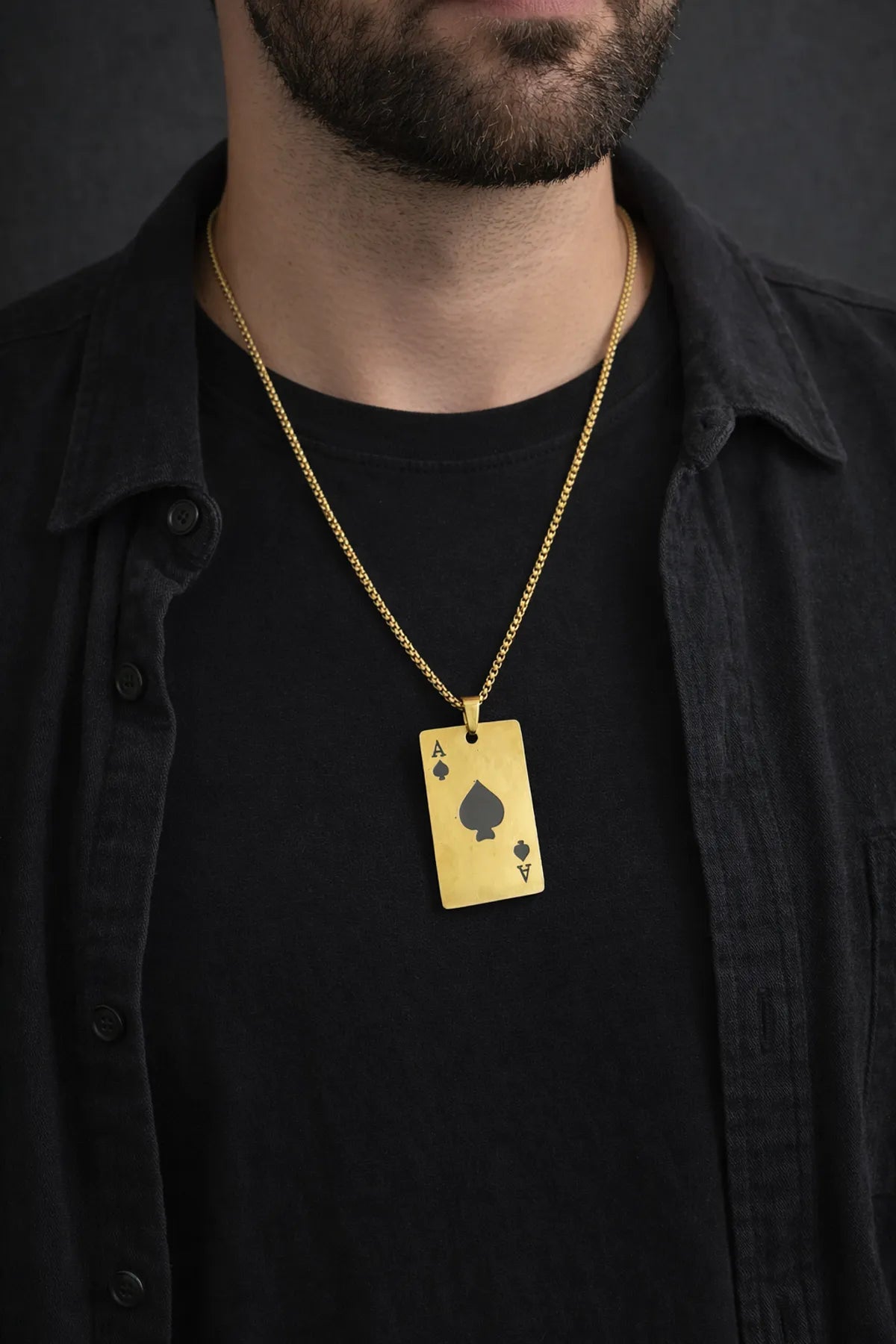 Gold Ace of Spades Pendant for Men | Anti-Tarnish