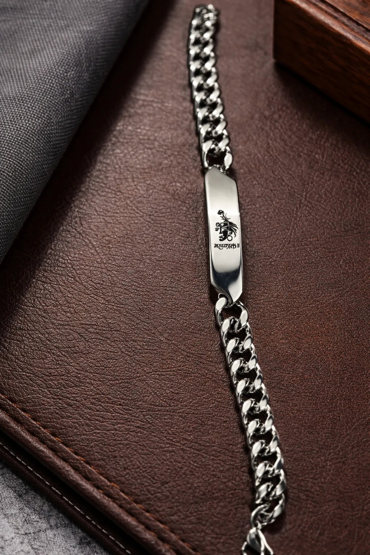 Silver Anti Tarnish Mahakal Chain Bracelet