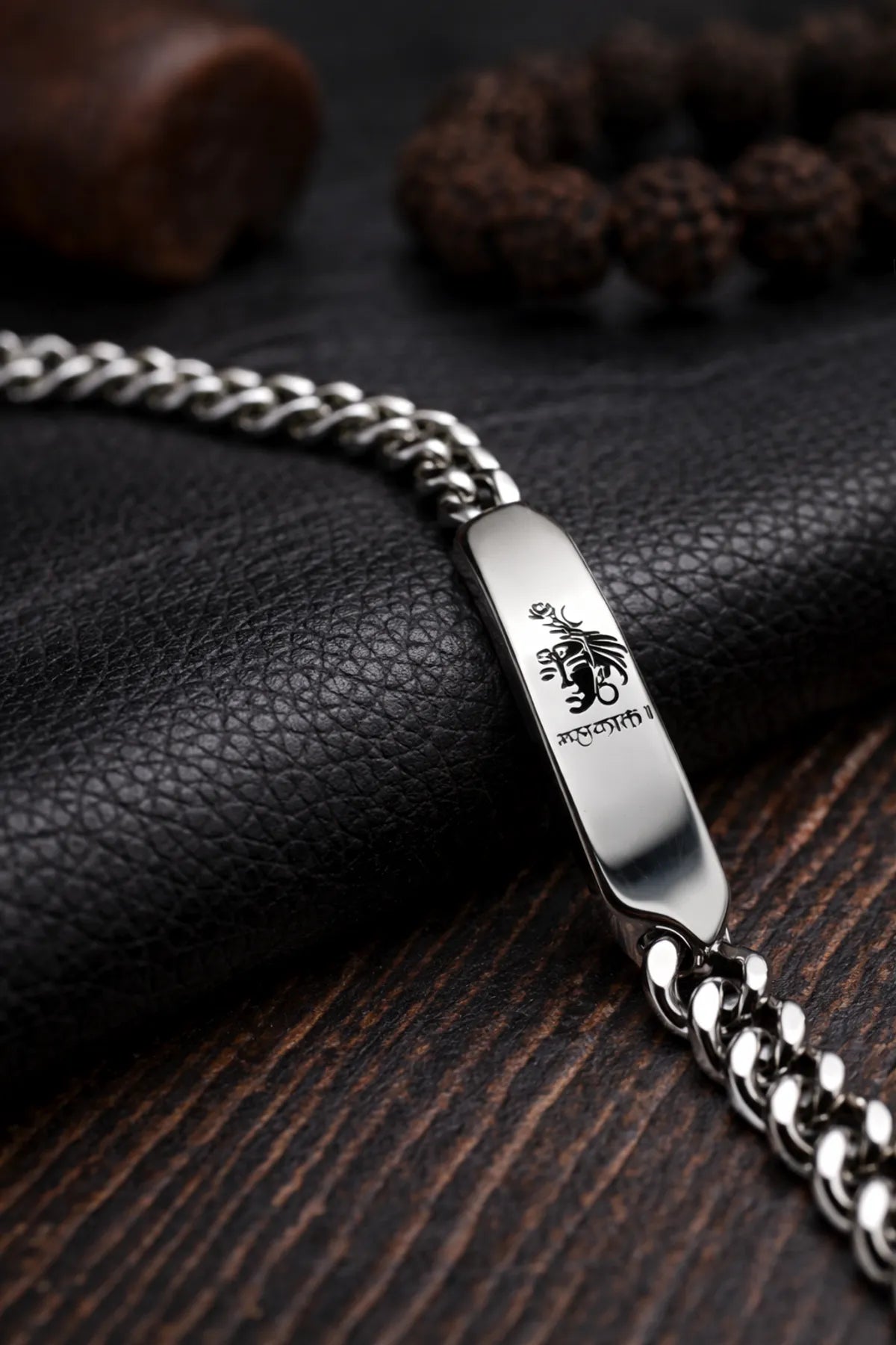 Silver Anti Tarnish Mahakal Chain Bracelet