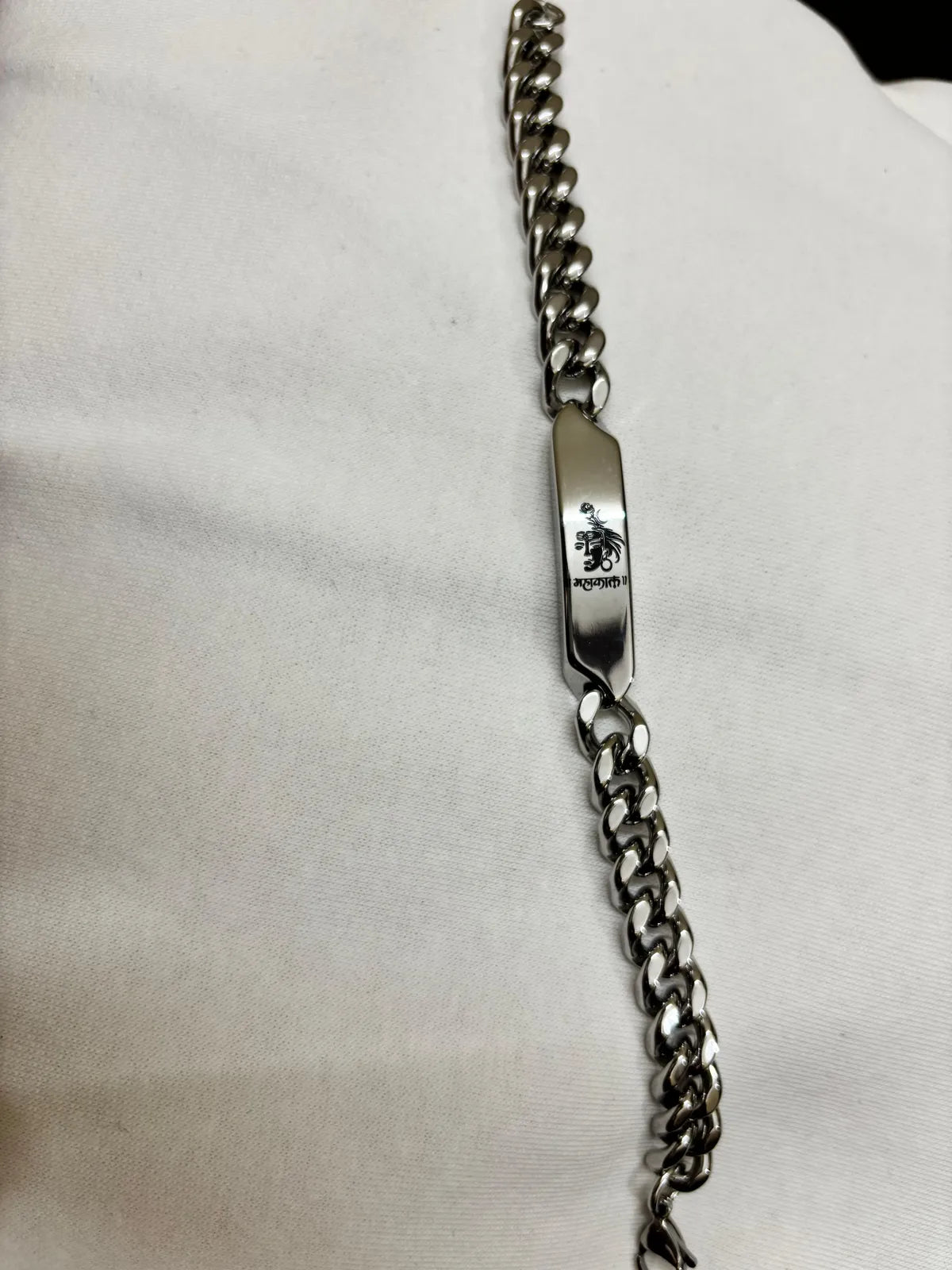 Silver Anti Tarnish Mahakal Chain Bracelet