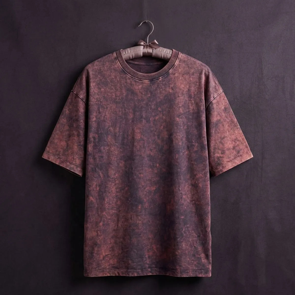Purple Successful Gives Happiness Acid Wash 240 Gsm Terry Cotton Oversized Graphic T Shirt For Unisex
